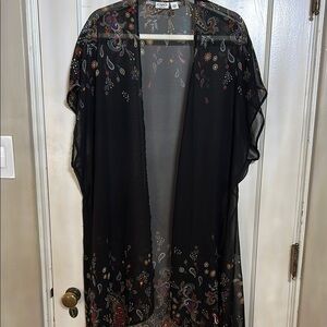 Cato Black and Red Elegant Kimono Coverup
